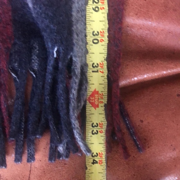 Tahari dark red, white, indigo blue plaid unlined jacket with fun fringe size M - Picture 10 of 12